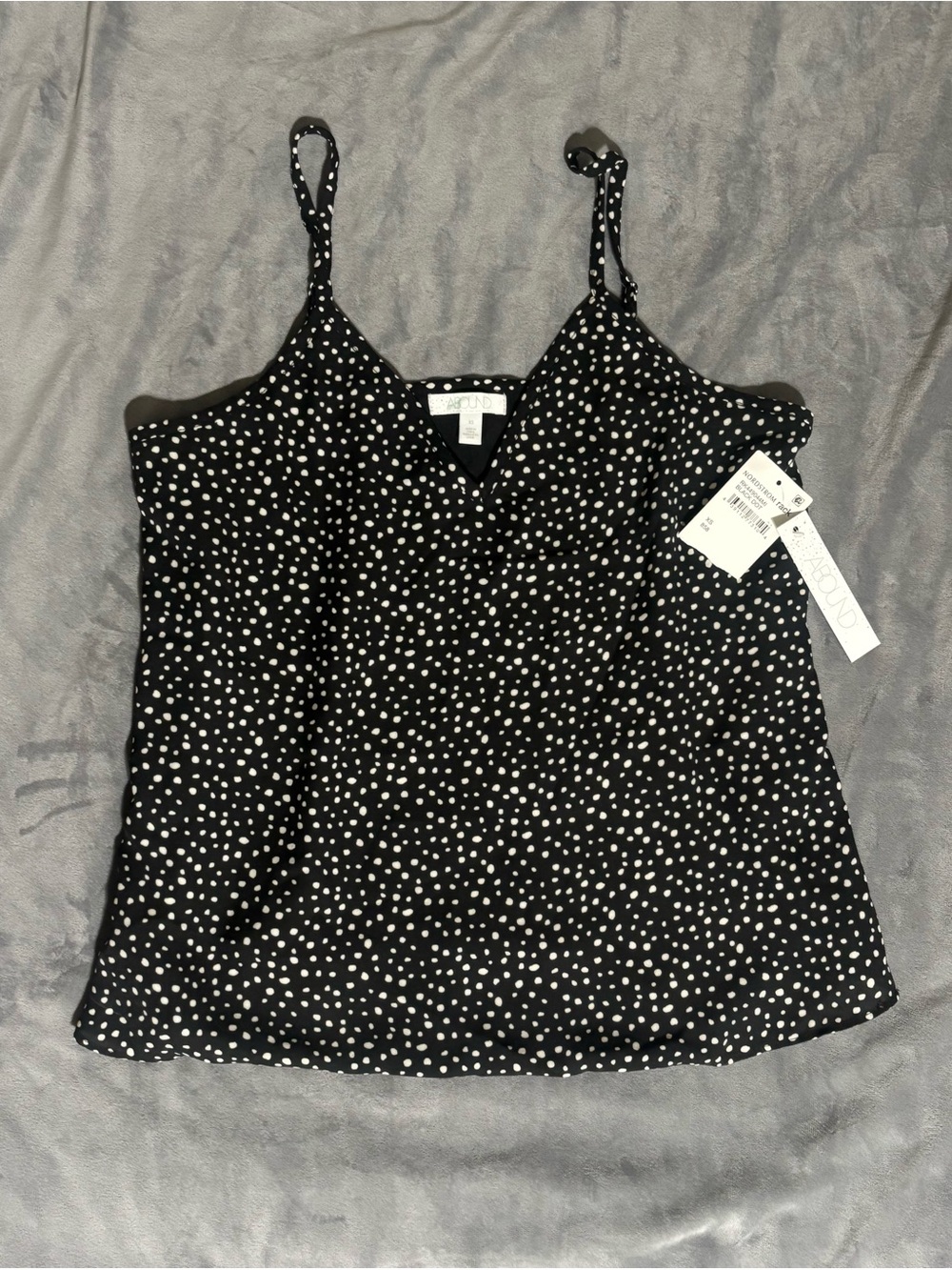 NWT Abound Black White Polka Dot V-Neck Cami Tank Top XS
